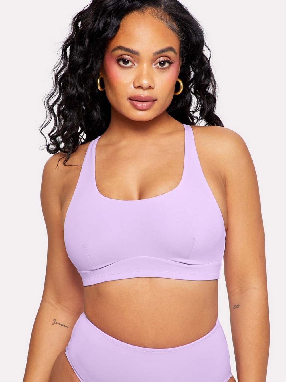 Yitty by Lizzo Shaping Swim Square Neck Bikini Top Lilac S (NWOT)